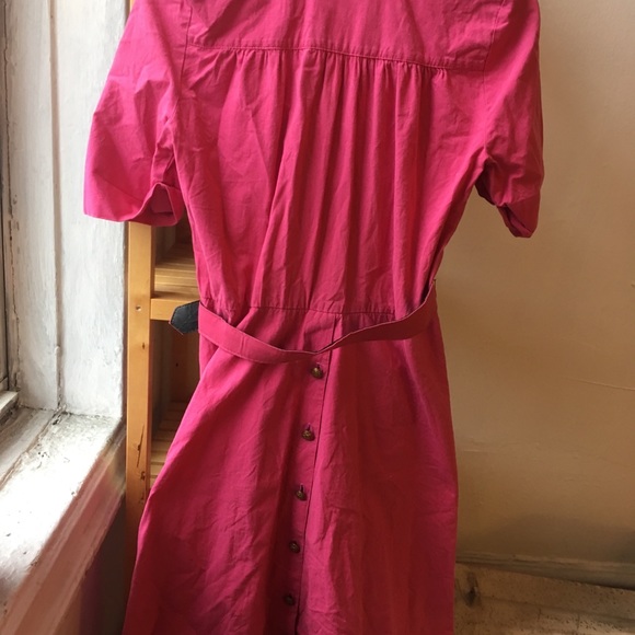 Hot pink vintage collared dress with buttons - Picture 6 of 7